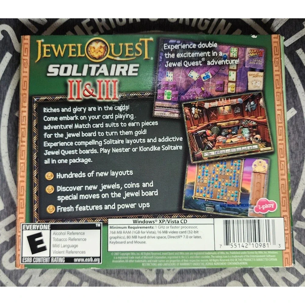 Jewel Quest Solitaire II and III Puzzle Games PC Windows 2007
